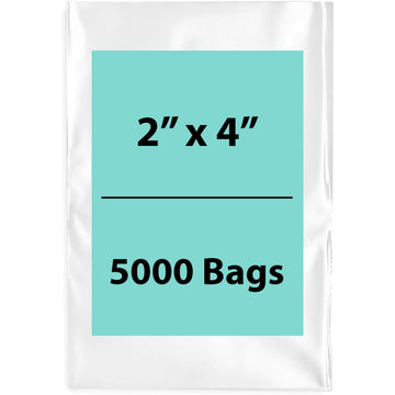 Clear Poly Bags 4 Mil size: 2 inch (width) X 4 inch (Height) Pack of 5000 Bags